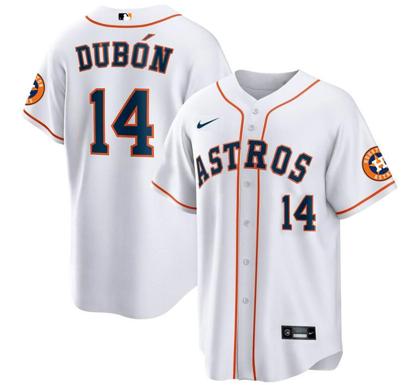 Men's Houston Astros #14 Mauricio Dubón White Cool Base Stitched Baseball Jersey Men's Houston Astros #14 Mauricio Dubón White Cool Base Stitched Baseball Jersey